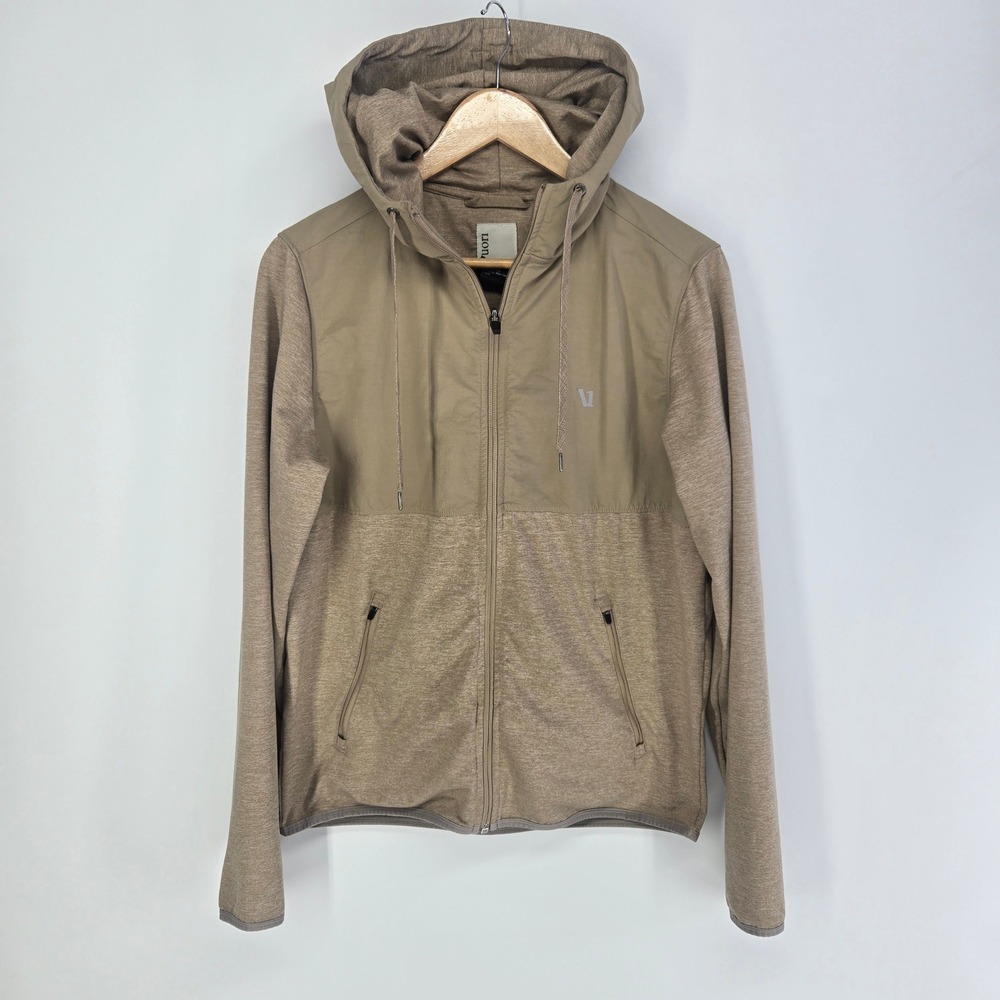 Vuori V215 Sunday Element Performance Mens Small Tan Khaki Hybrid Jacket Golf